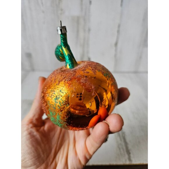Radko? Peach orange ornament vintage frosted glitter unique Xmas tree - Picture 8 of 9